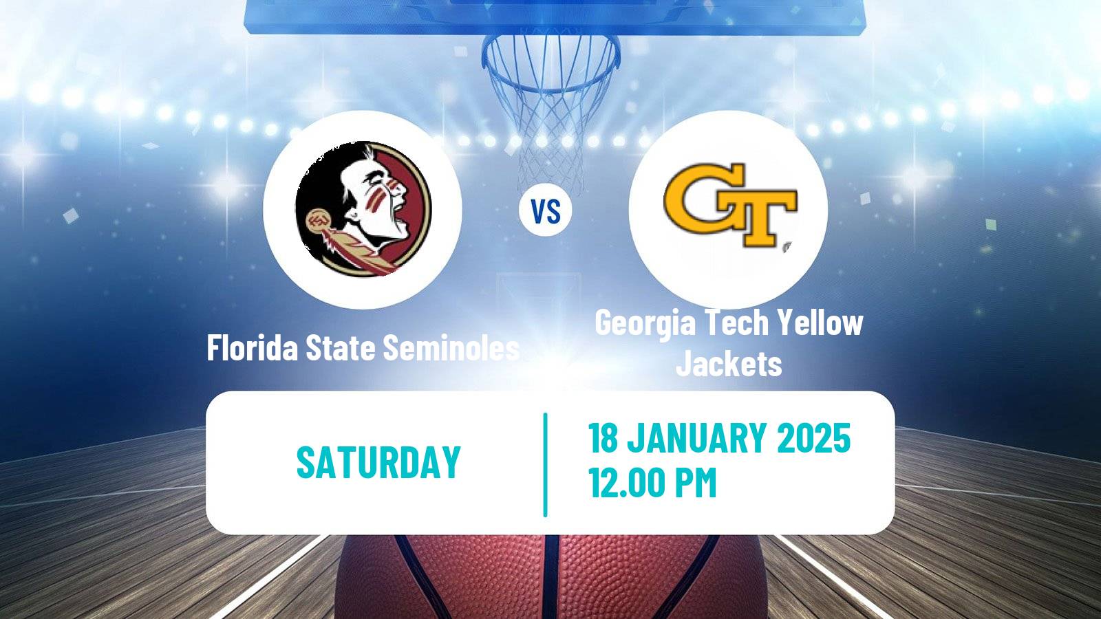 Basketball NCAA College Basketball Florida State Seminoles - Georgia Tech Yellow Jackets