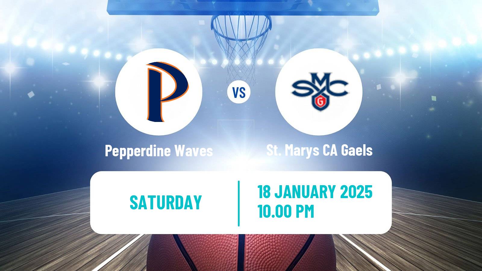 Basketball NCAA College Basketball Pepperdine Waves - St. Marys CA Gaels