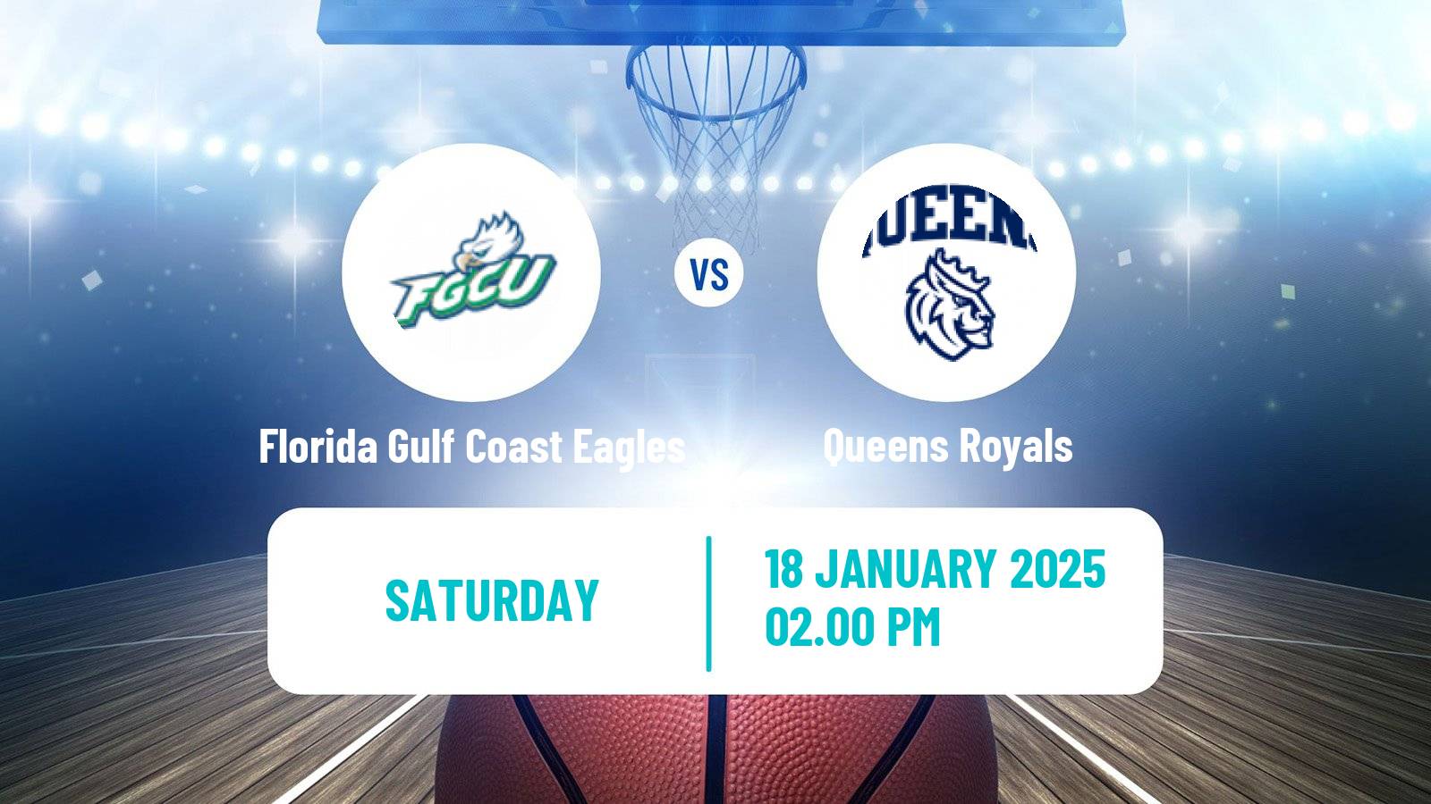 Basketball NCAA College Basketball Florida Gulf Coast Eagles - Queens Royals