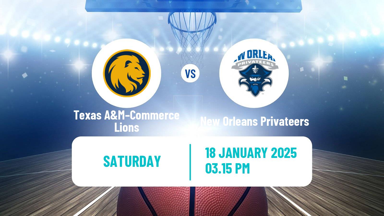 Basketball NCAA College Basketball Texas A&M–Commerce Lions - New Orleans Privateers