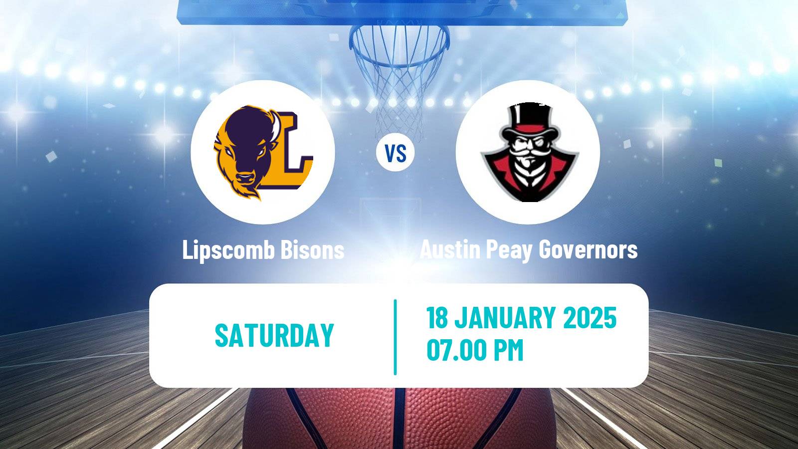 Basketball NCAA College Basketball Lipscomb Bisons - Austin Peay Governors