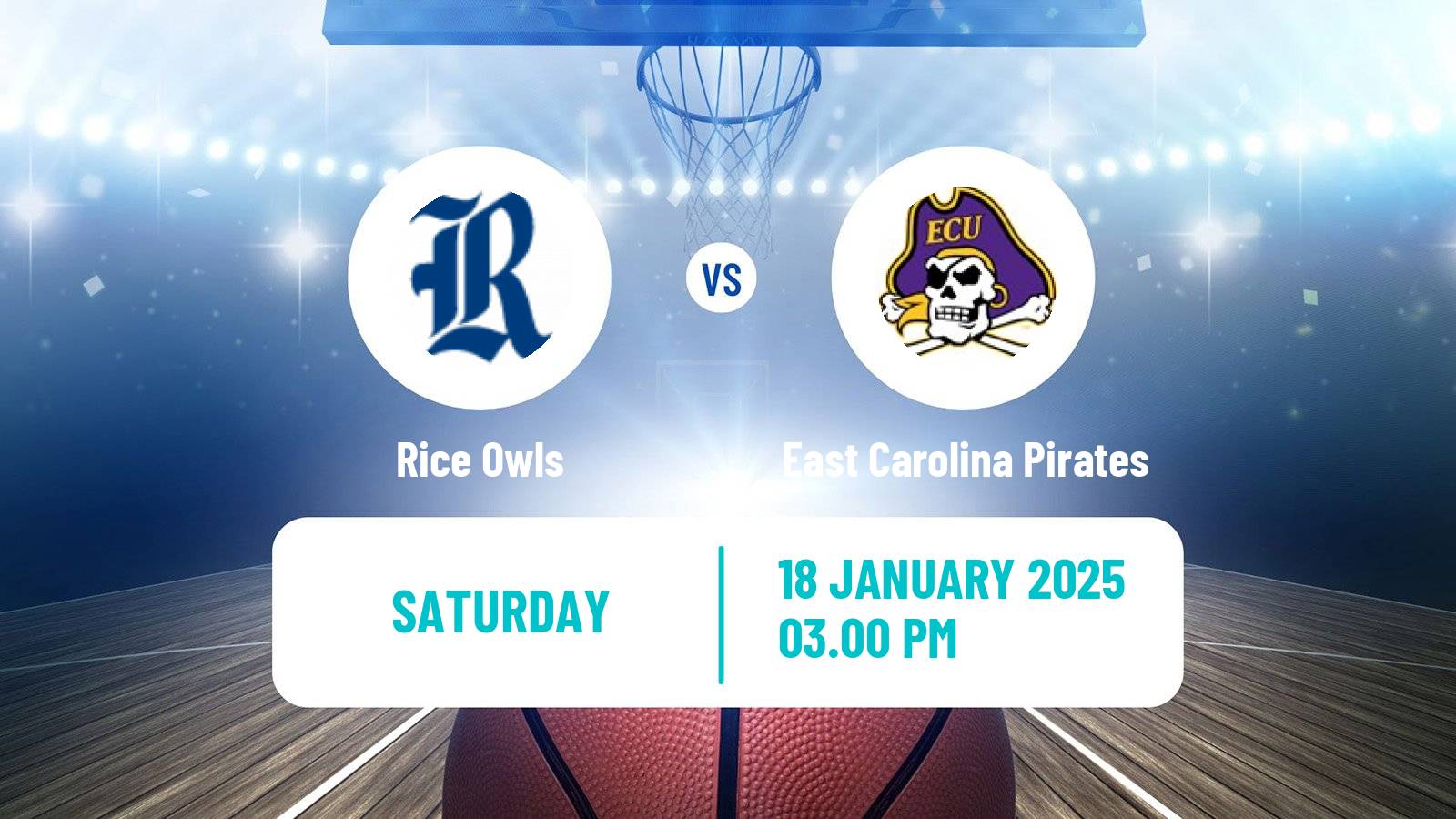 Basketball NCAA College Basketball Women Rice Owls - East Carolina Pirates