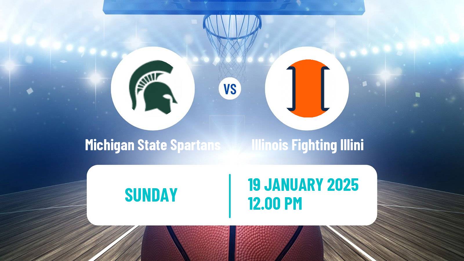 Basketball NCAA College Basketball Michigan State Spartans - Illinois Fighting Illini