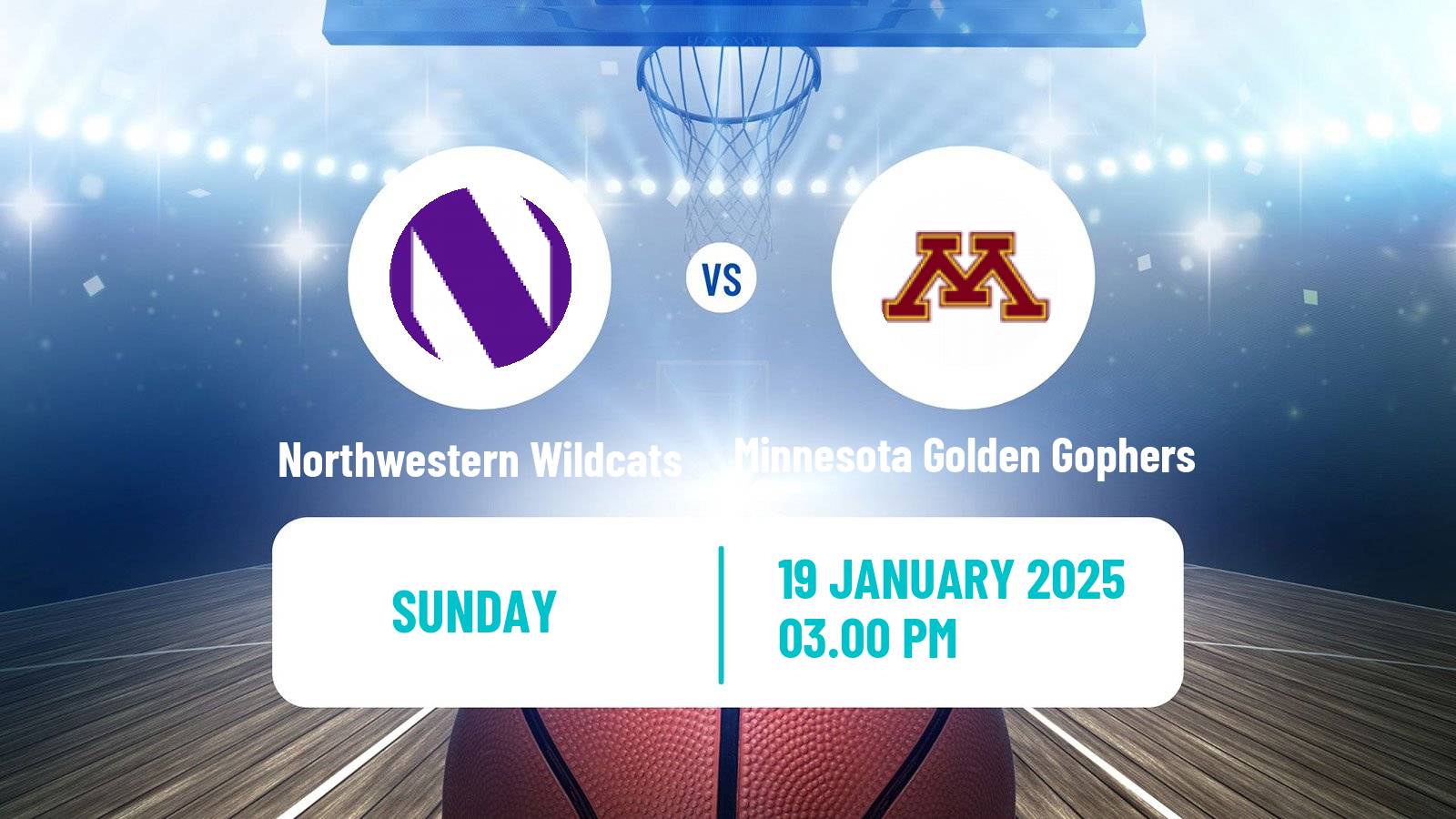 Basketball NCAA College Basketball Women Northwestern Wildcats - Minnesota Golden Gophers