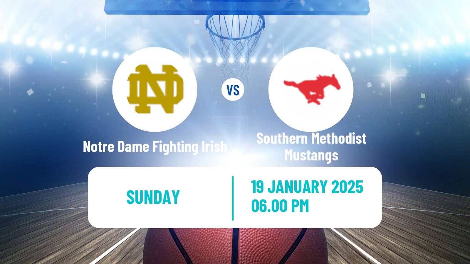 Basketball NCAA College Basketball Women Notre Dame Fighting Irish - Southern Methodist Mustangs