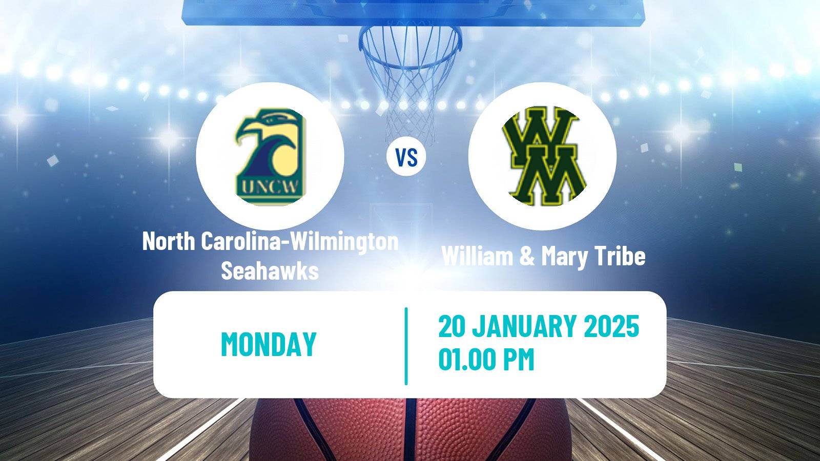 Basketball NCAA College Basketball North Carolina-Wilmington Seahawks - William & Mary Tribe