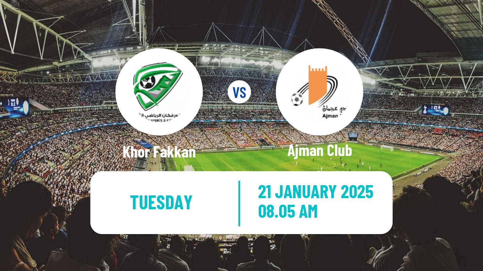 Soccer UAE Football League Khor Fakkan - Ajman Club