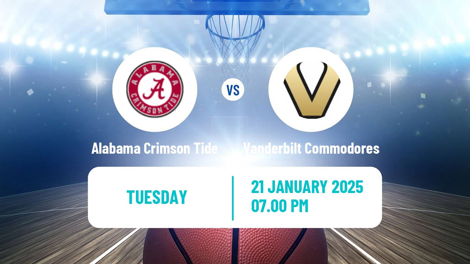 Basketball NCAA College Basketball Alabama Crimson Tide - Vanderbilt Commodores