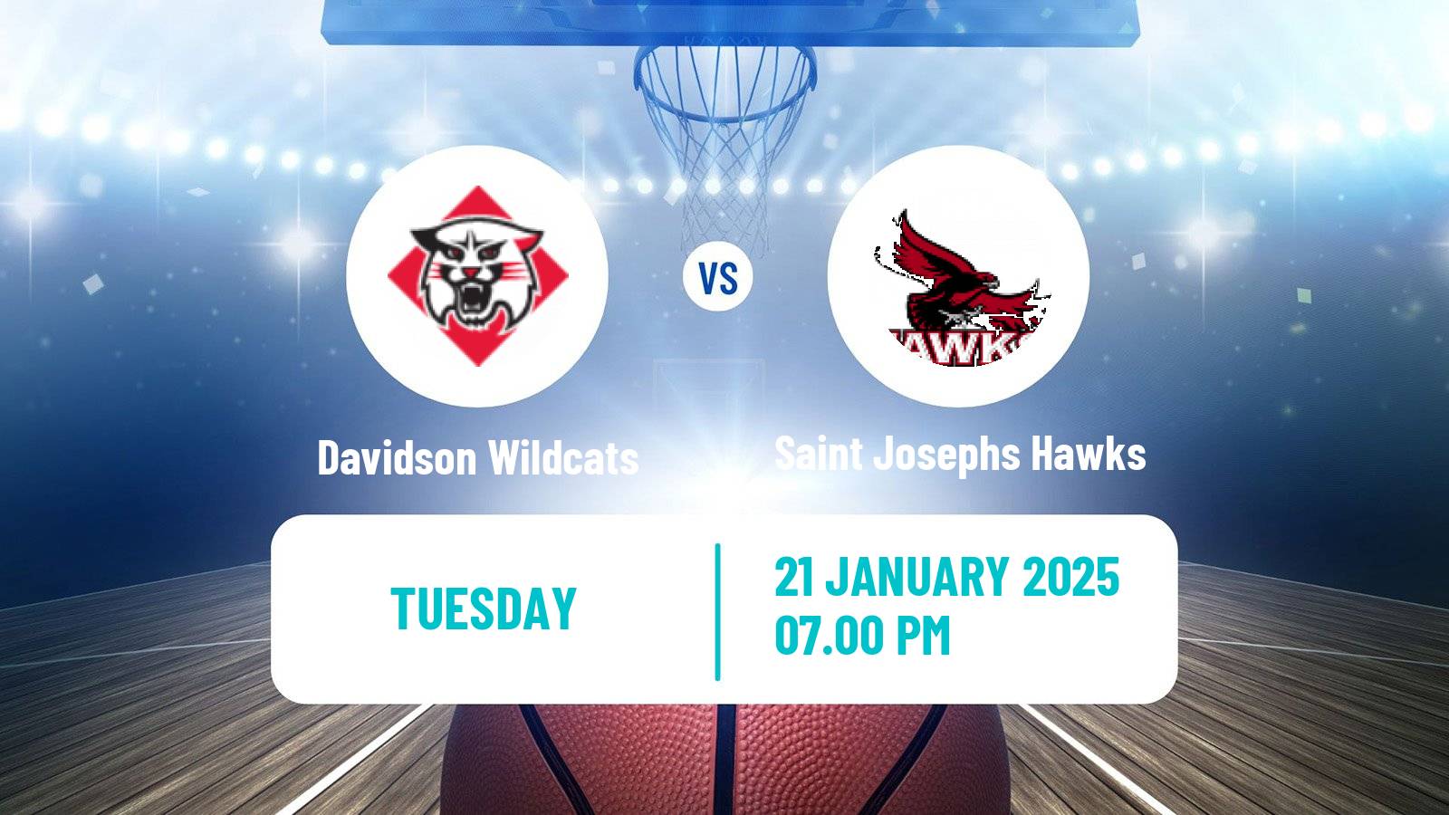 Basketball NCAA College Basketball Davidson Wildcats - Saint Josephs Hawks