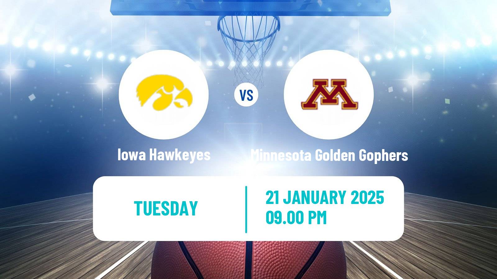 Basketball NCAA College Basketball Iowa Hawkeyes - Minnesota Golden Gophers