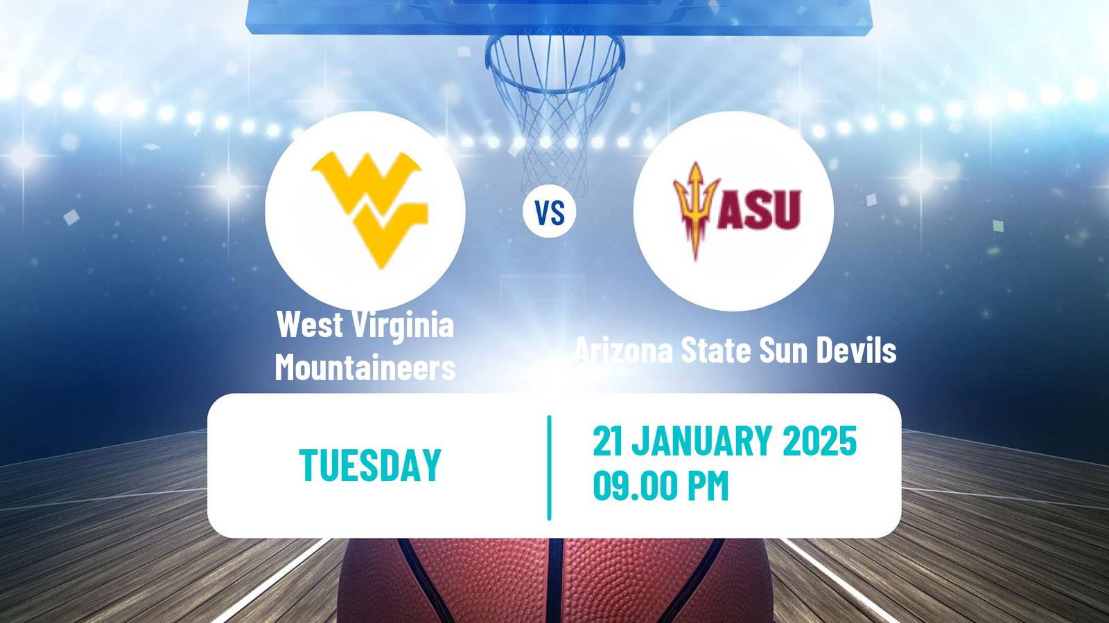 Basketball NCAA College Basketball West Virginia Mountaineers - Arizona State Sun Devils