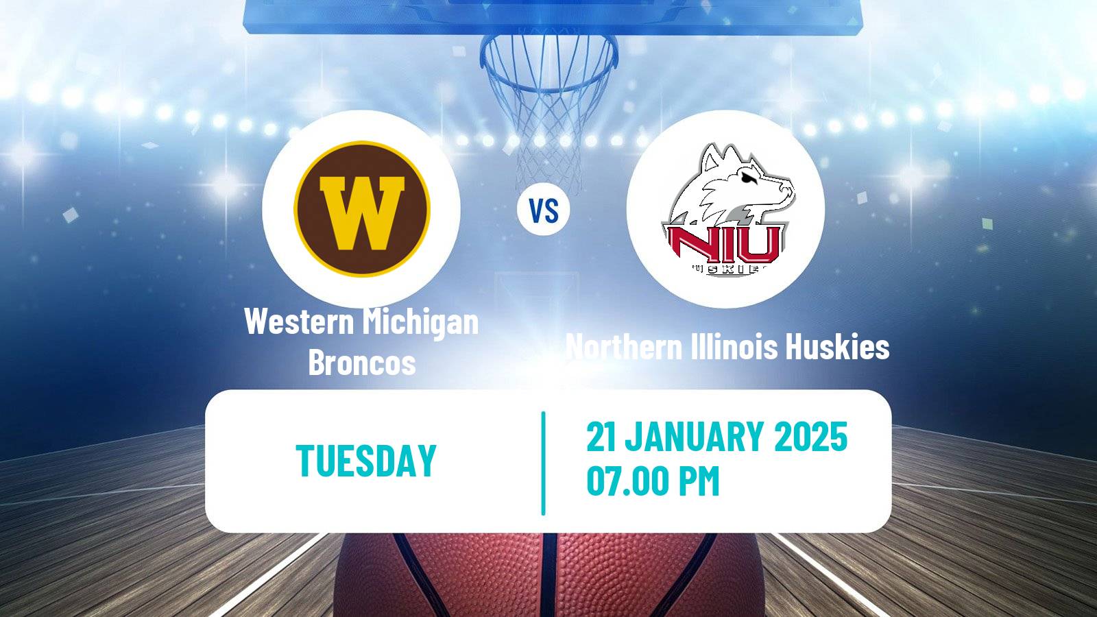 Basketball NCAA College Basketball Western Michigan Broncos - Northern Illinois Huskies