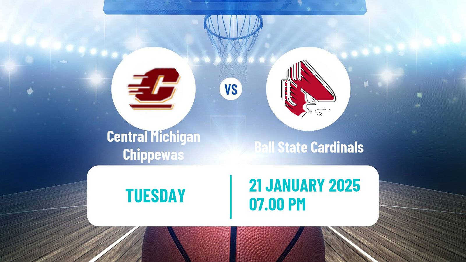 Basketball NCAA College Basketball Central Michigan Chippewas - Ball State Cardinals