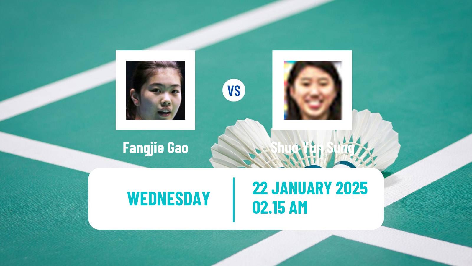 Badminton BWF World Tour Indonesia Masters Women Fangjie Gao - Shuo Yun Sung