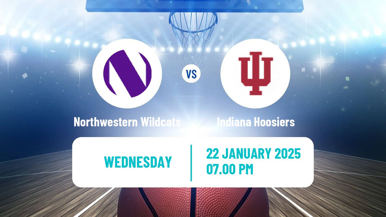 Basketball NCAA College Basketball Northwestern Wildcats - Indiana Hoosiers