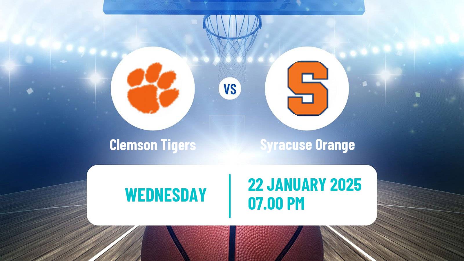 Basketball NCAA College Basketball Clemson Tigers - Syracuse Orange