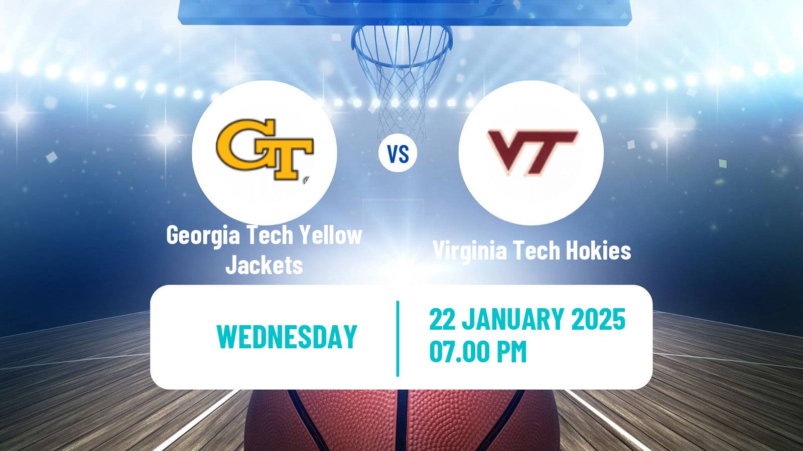 Basketball NCAA College Basketball Georgia Tech Yellow Jackets - Virginia Tech Hokies