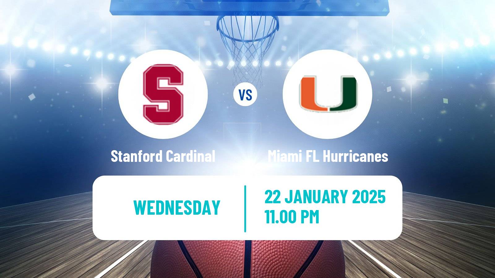 Basketball NCAA College Basketball Stanford Cardinal - Miami FL Hurricanes