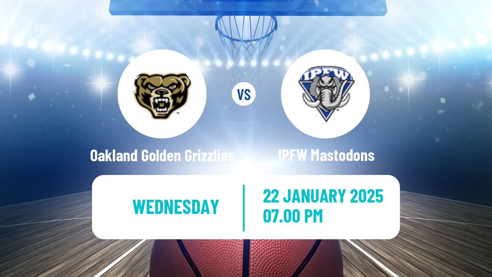 Basketball NCAA College Basketball Oakland Golden Grizzlies - IPFW Mastodons