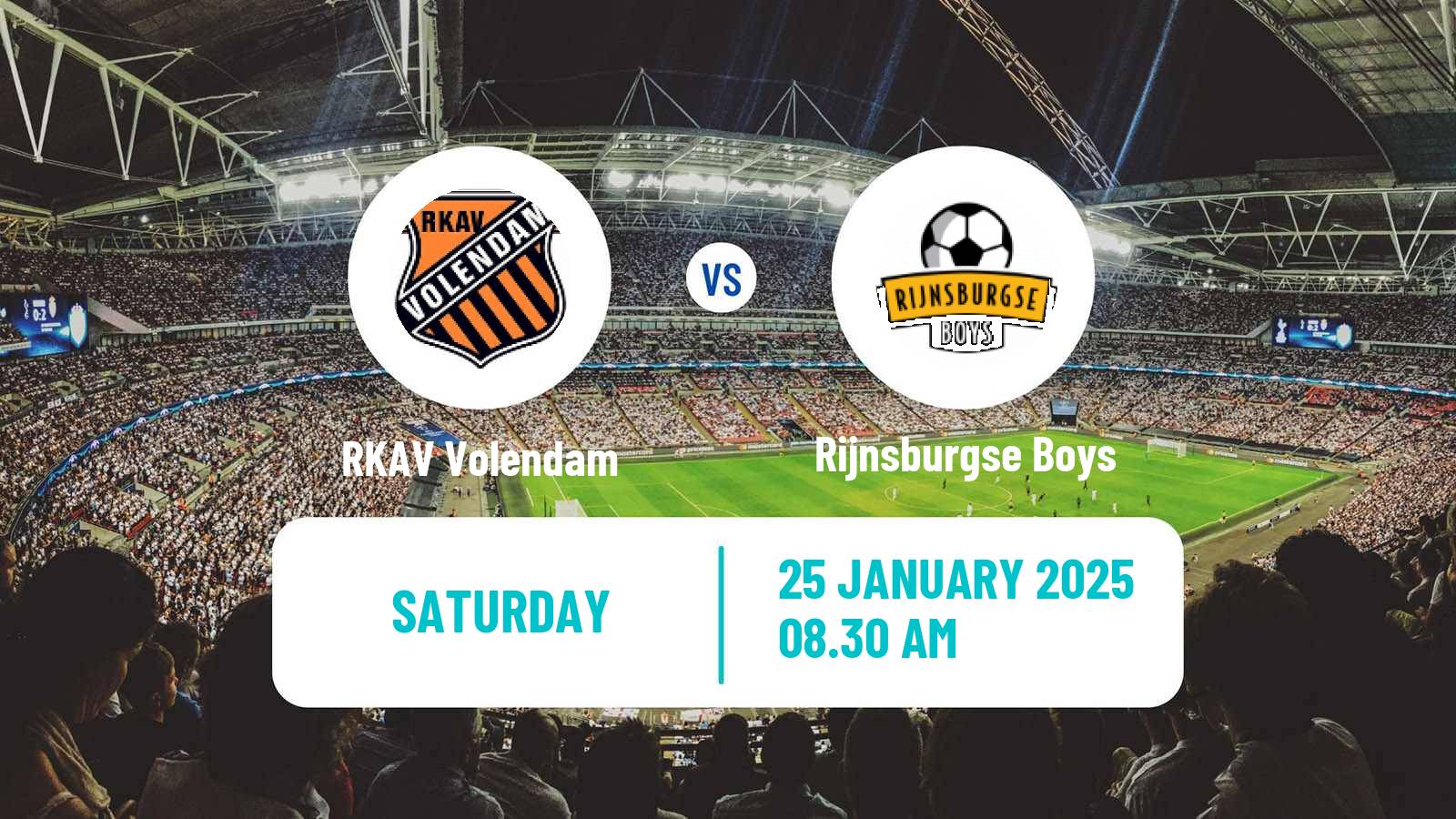 Soccer Dutch Tweede Divisie RKAV Volendam - Rijnsburgse Boys