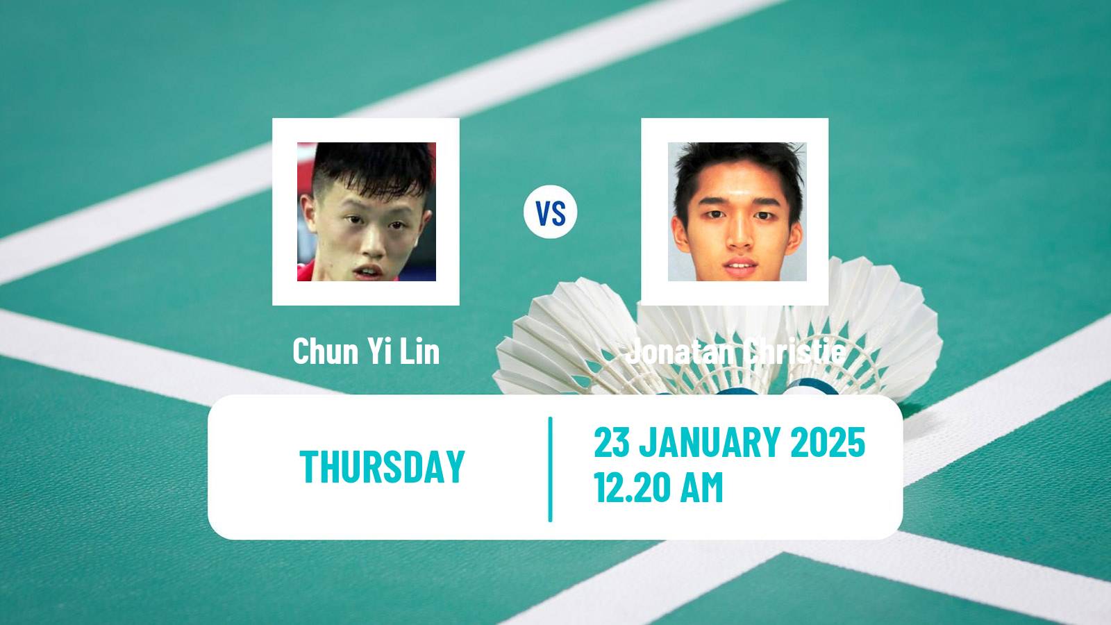 Badminton BWF World Tour Indonesia Masters Men Chun Yi Lin - Jonatan Christie