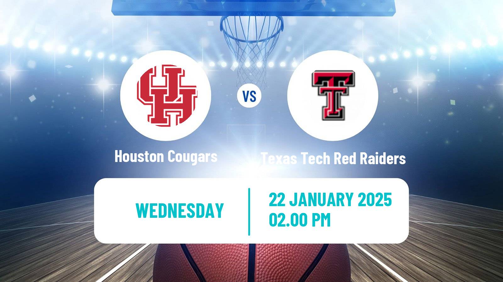 Basketball NCAA College Basketball Women Houston Cougars - Texas Tech Red Raiders