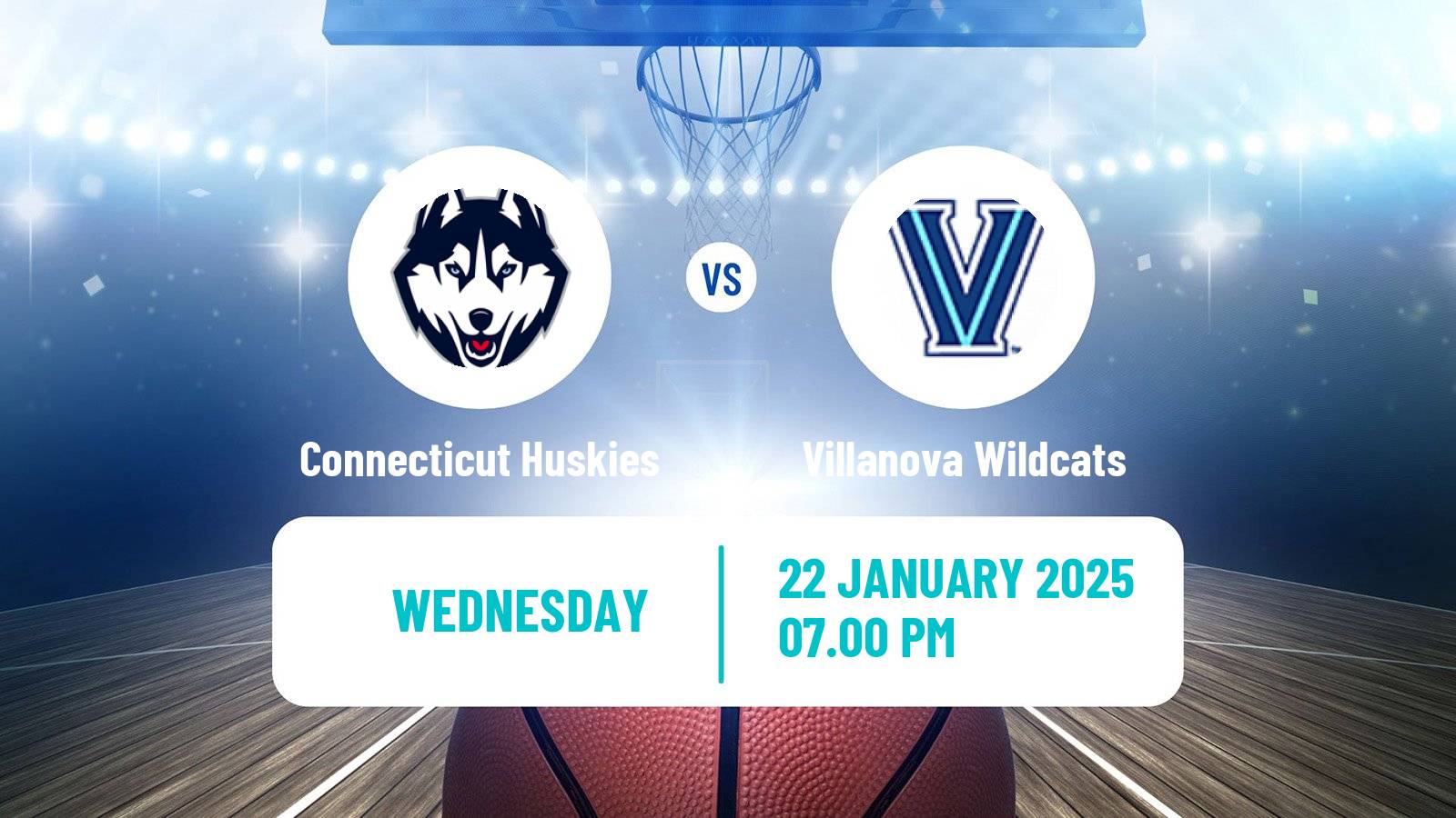 Basketball NCAA College Basketball Women Connecticut Huskies - Villanova Wildcats