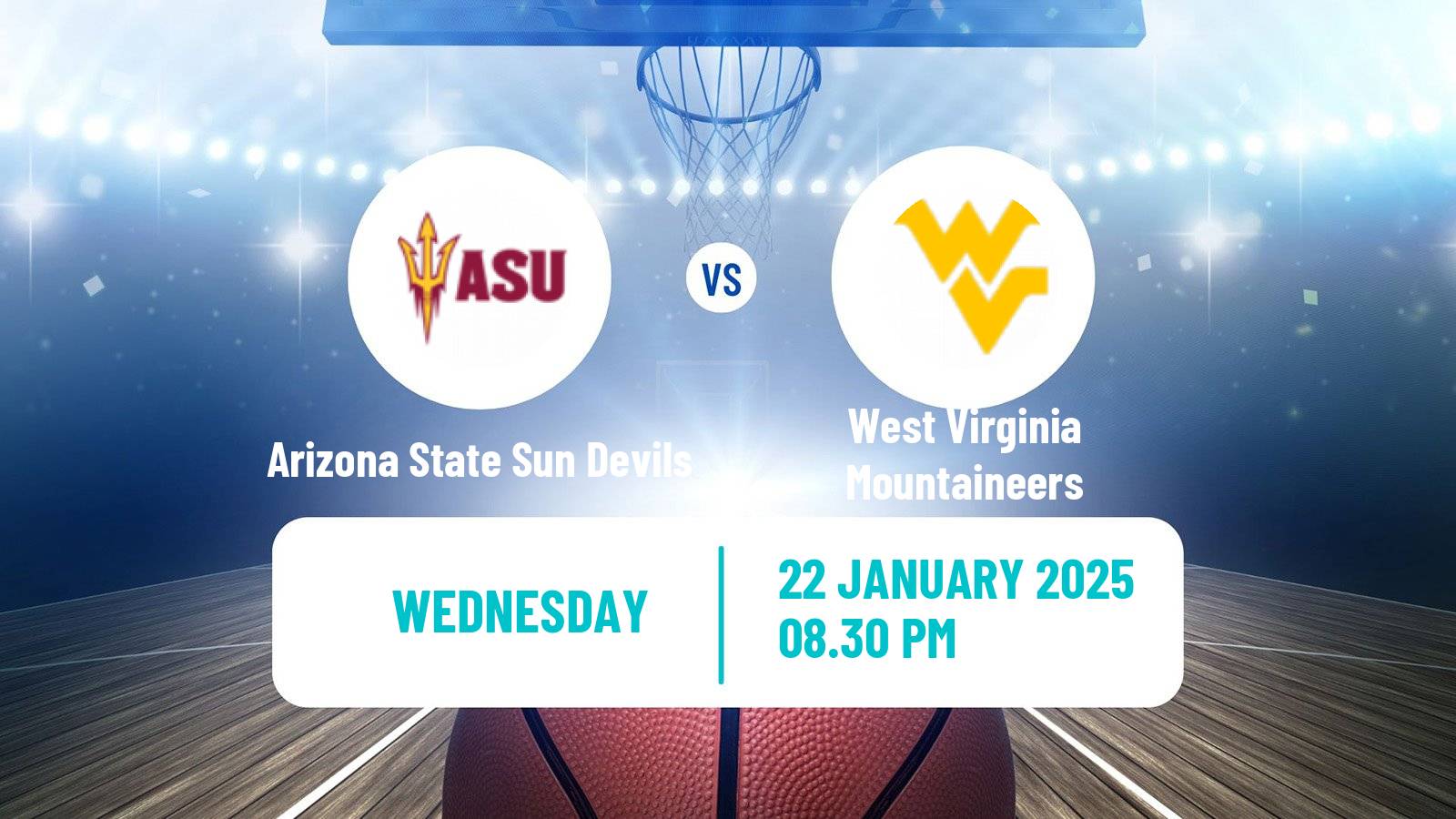 Basketball NCAA College Basketball Women Arizona State Sun Devils - West Virginia Mountaineers