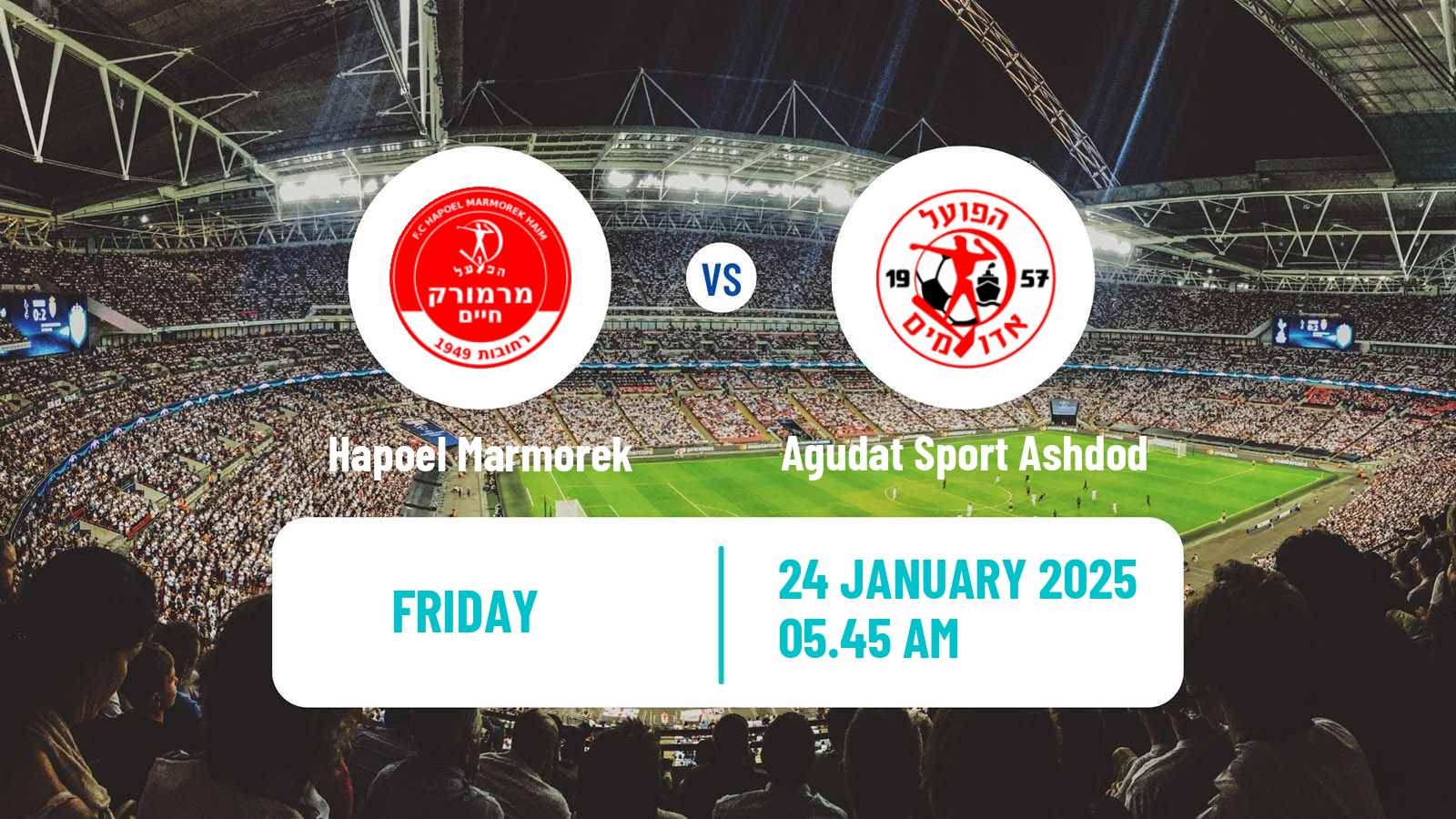 Soccer Israeli Liga Alef South Hapoel Marmorek - Agudat Sport Ashdod