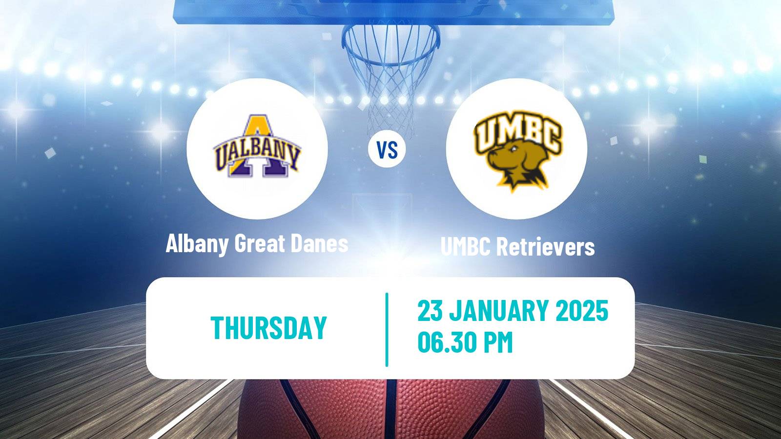 Basketball NCAA College Basketball Albany Great Danes - UMBC Retrievers