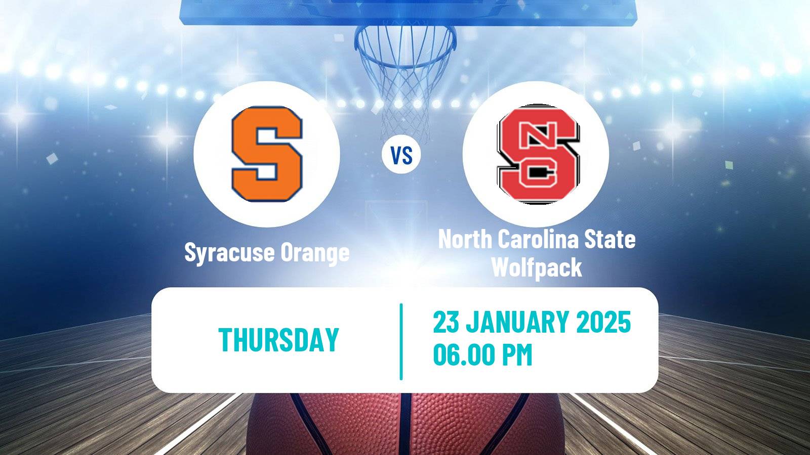 Basketball NCAA College Basketball Women Syracuse Orange - North Carolina State Wolfpack