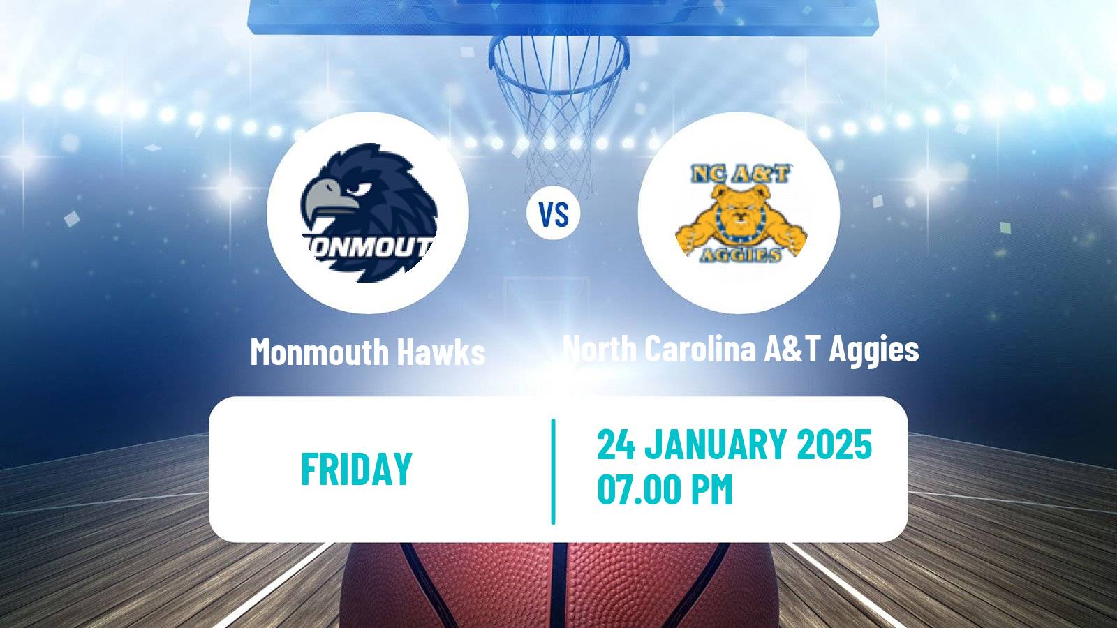 Basketball NCAA College Basketball Women Monmouth Hawks - North Carolina A&T Aggies