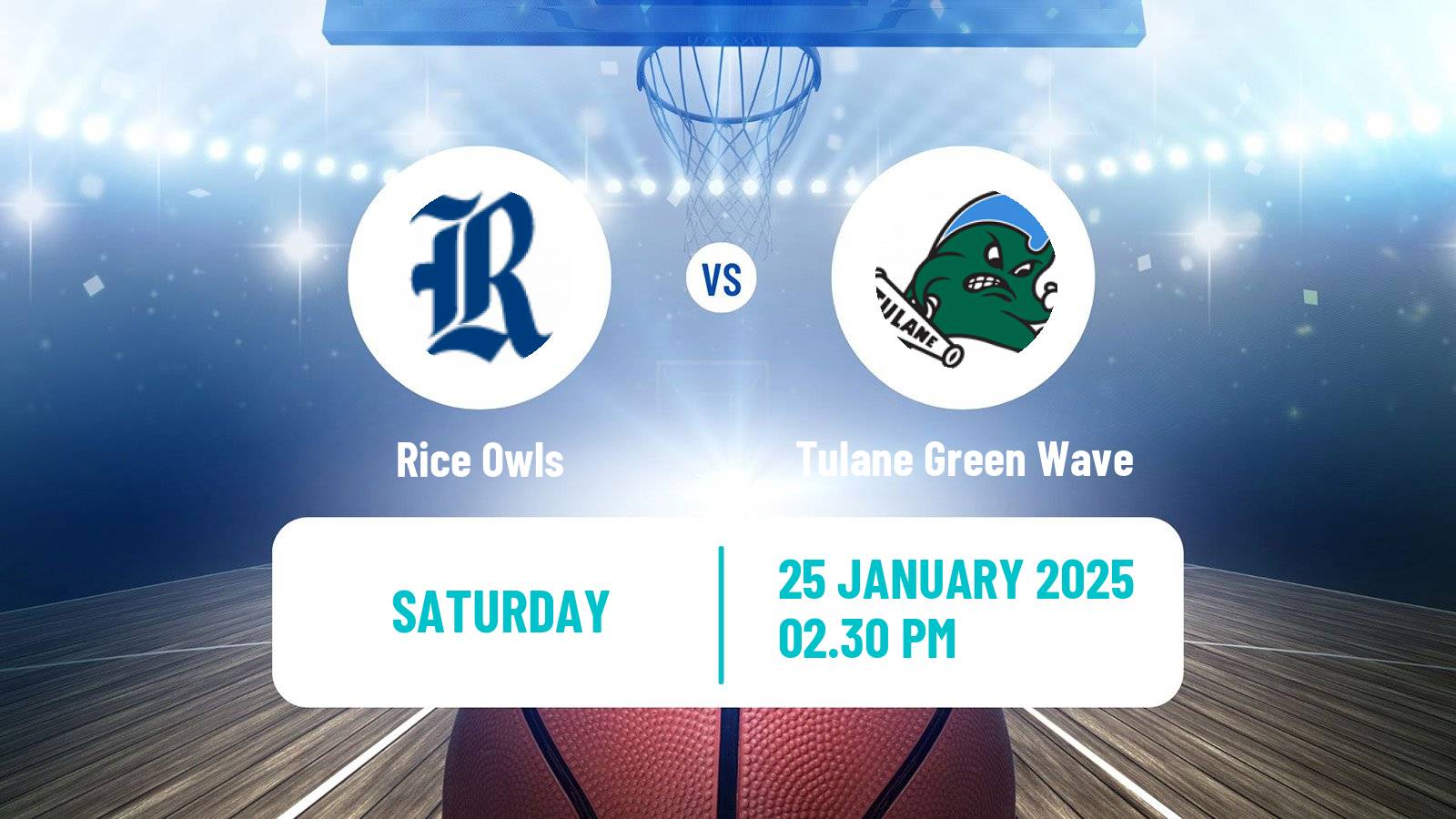 Basketball NCAA College Basketball Rice Owls - Tulane Green Wave