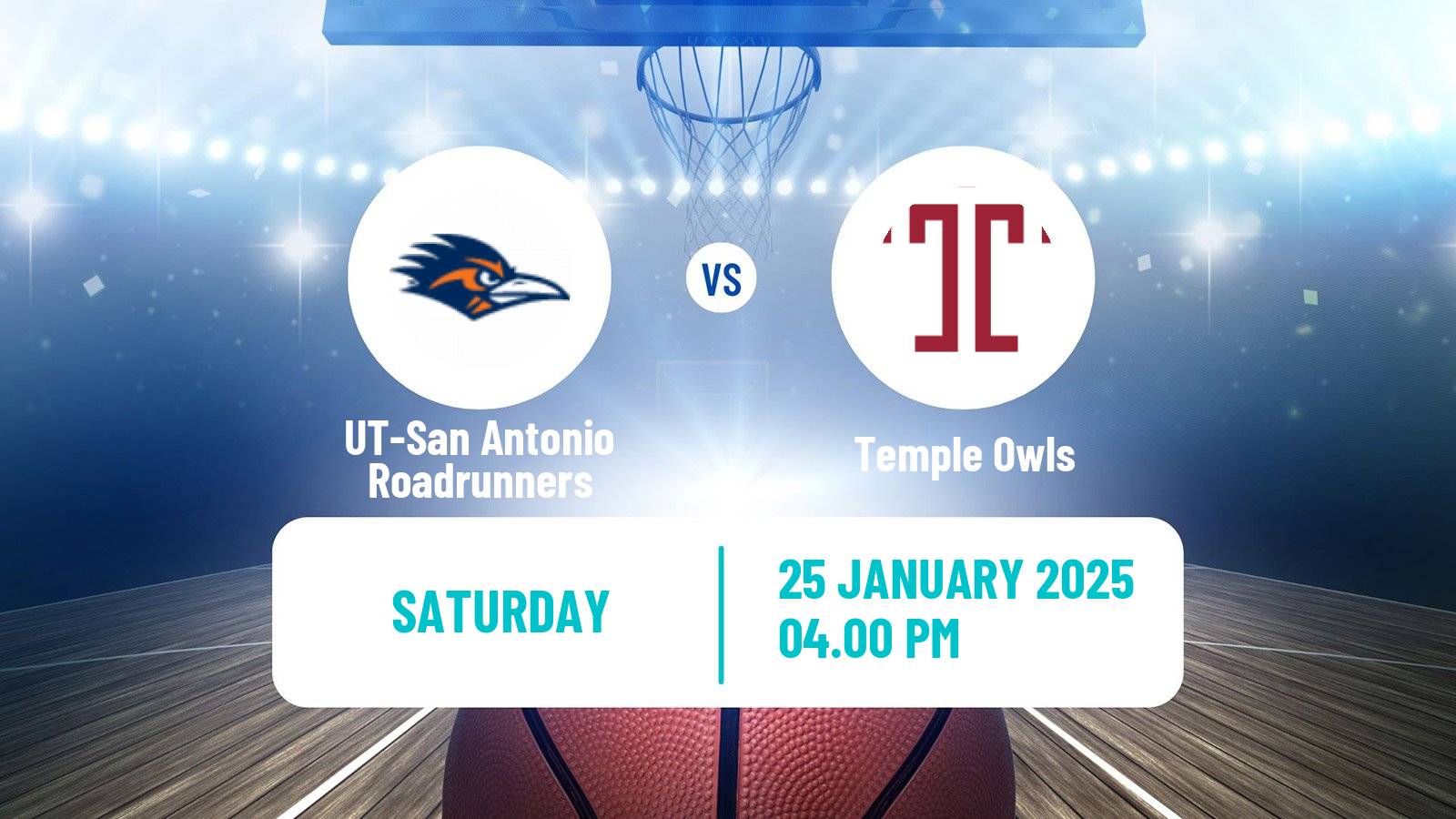 Basketball NCAA College Basketball UT-San Antonio Roadrunners - Temple Owls