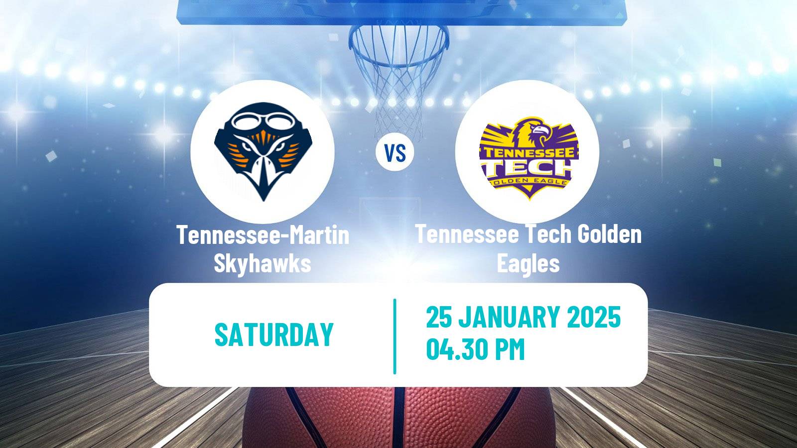 Basketball NCAA College Basketball Tennessee-Martin Skyhawks - Tennessee Tech Golden Eagles