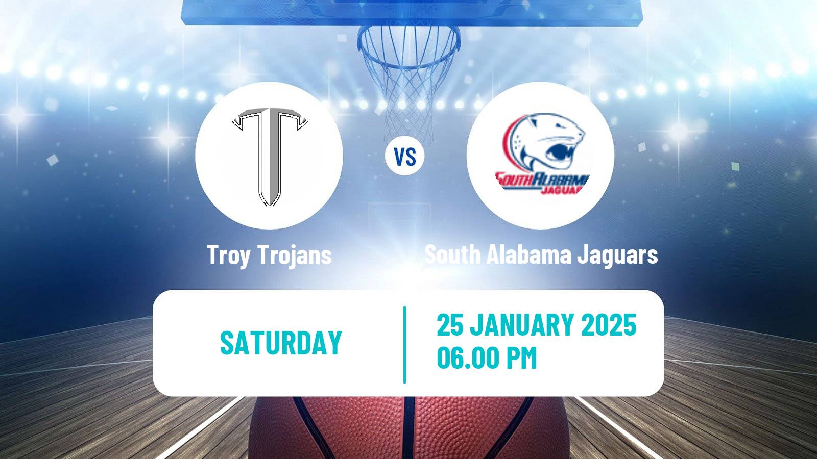 Basketball NCAA College Basketball Troy Trojans - South Alabama Jaguars