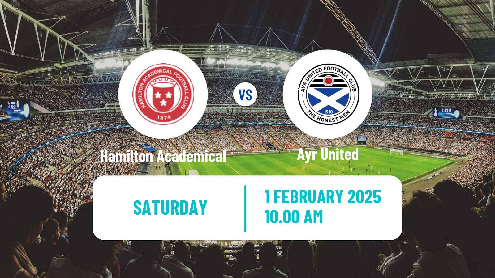 Soccer Scottish Football Championship Hamilton Academical - Ayr United