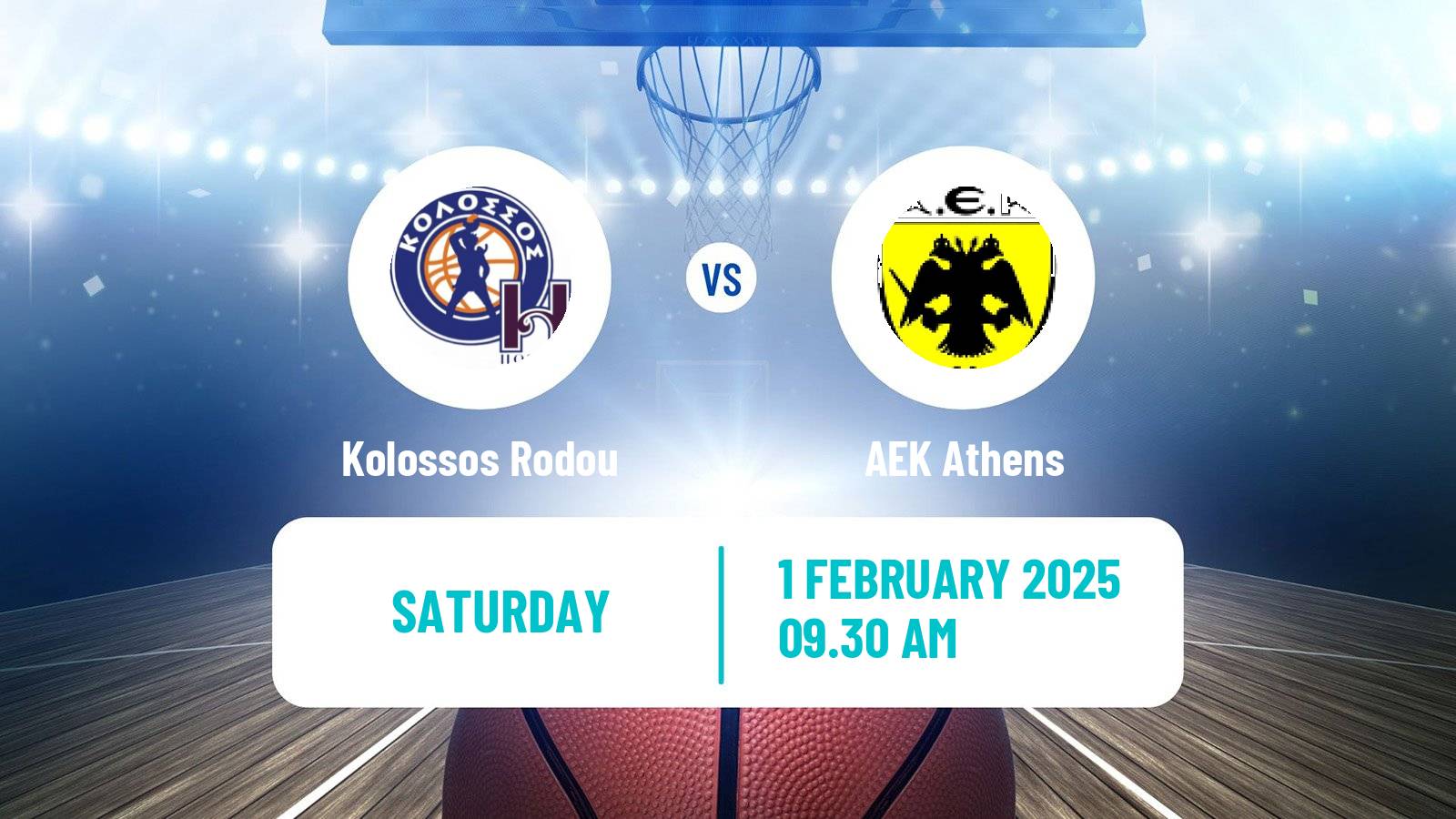 Basketball Greek Basket League A1 Kolossos Rodou - AEK Athens