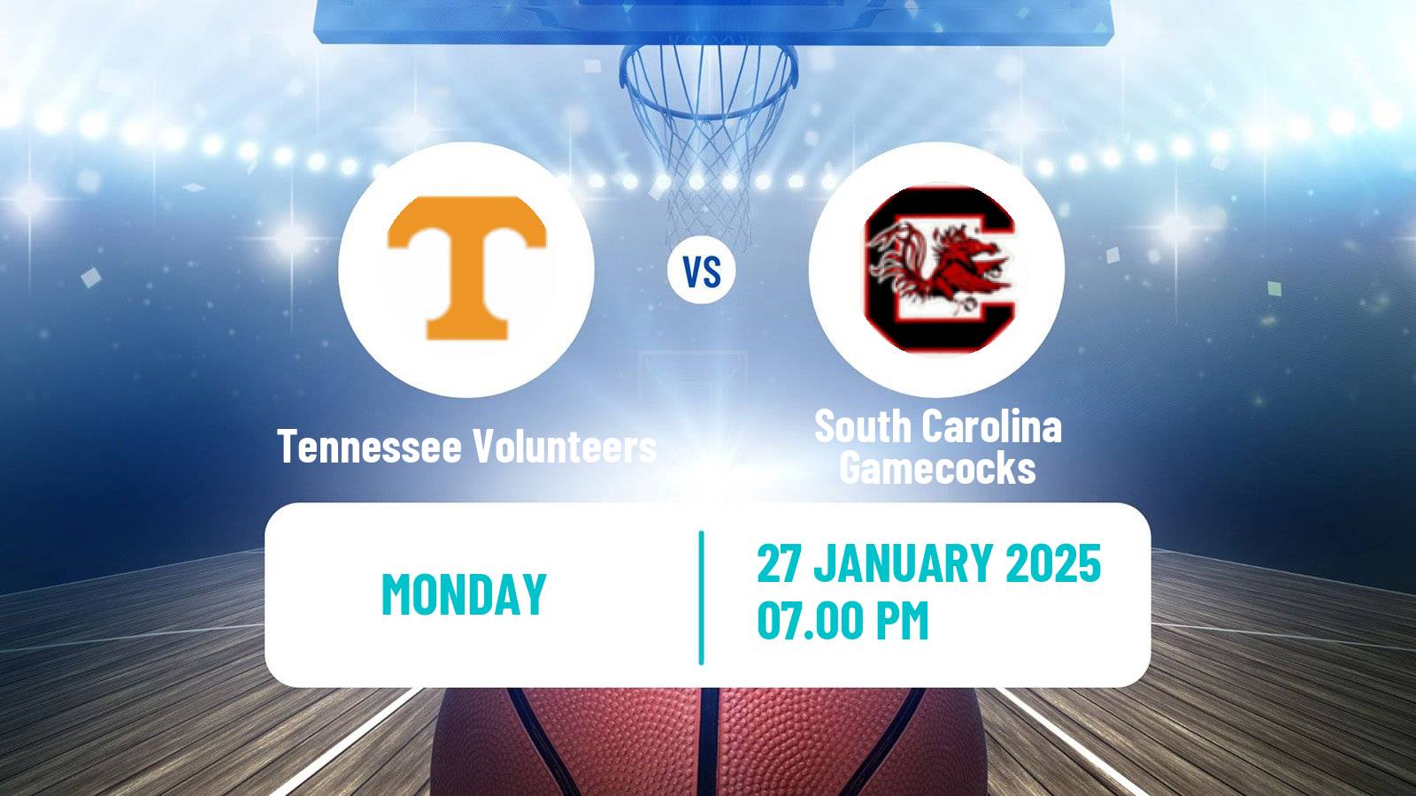 Basketball NCAA College Basketball Women Tennessee Volunteers - South Carolina Gamecocks