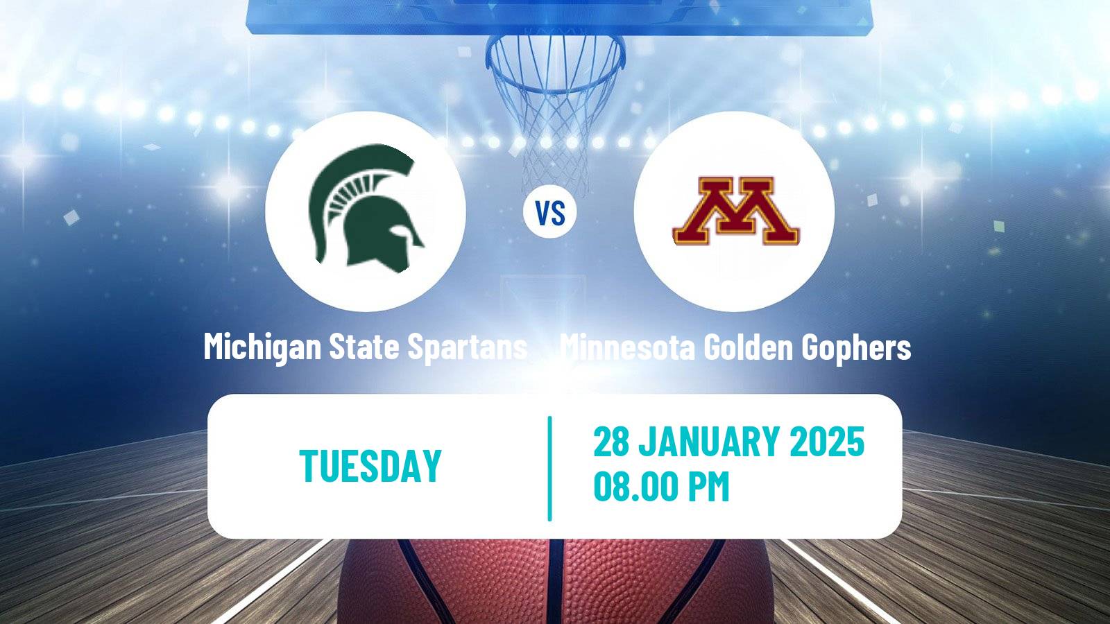 Basketball NCAA College Basketball Michigan State Spartans - Minnesota Golden Gophers