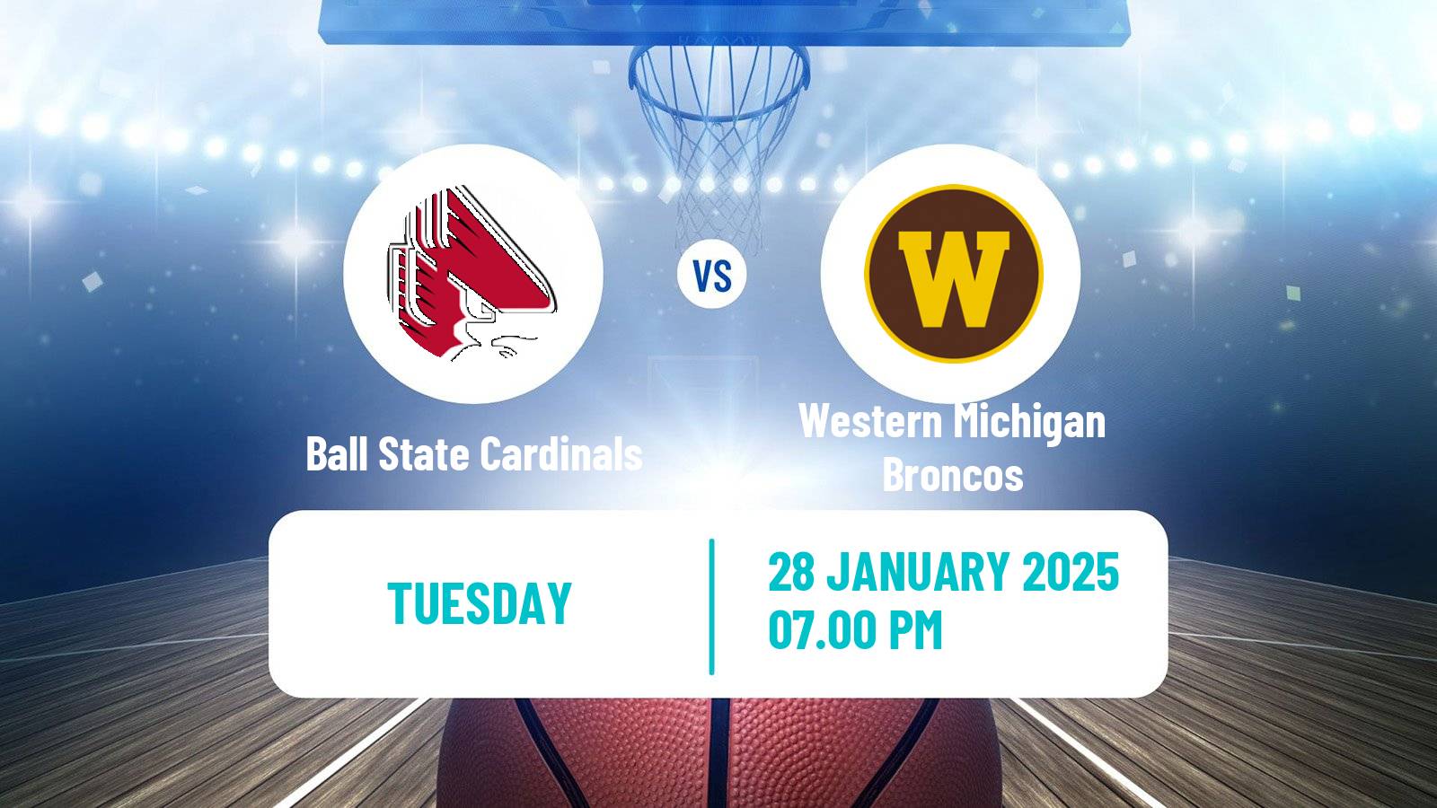 Basketball NCAA College Basketball Ball State Cardinals - Western Michigan Broncos