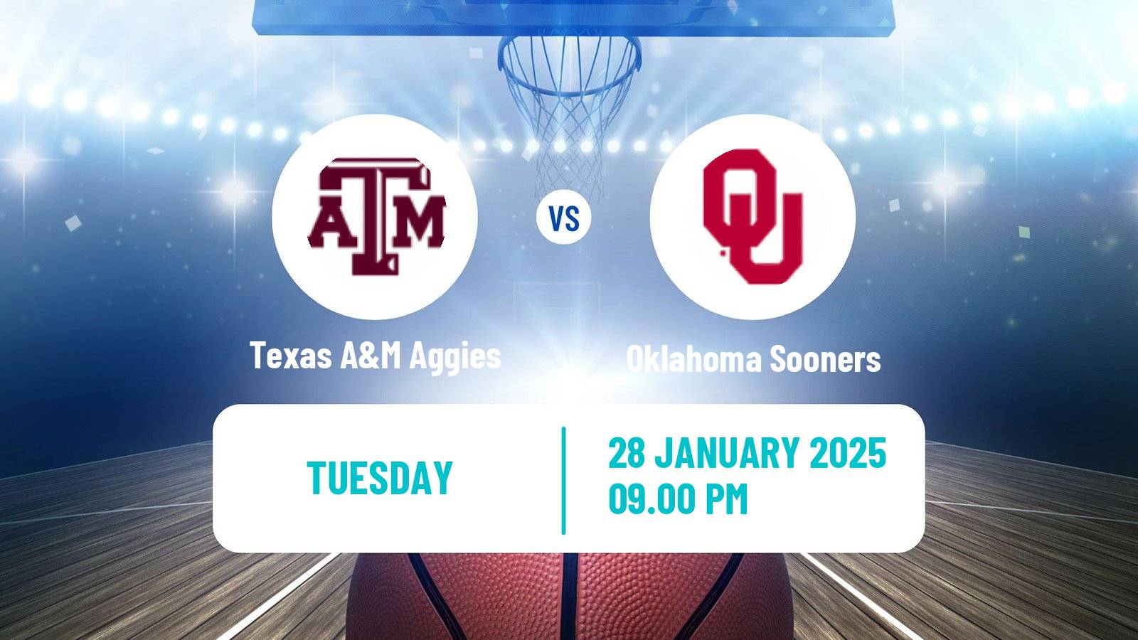 Basketball NCAA College Basketball Texas A&M Aggies - Oklahoma Sooners