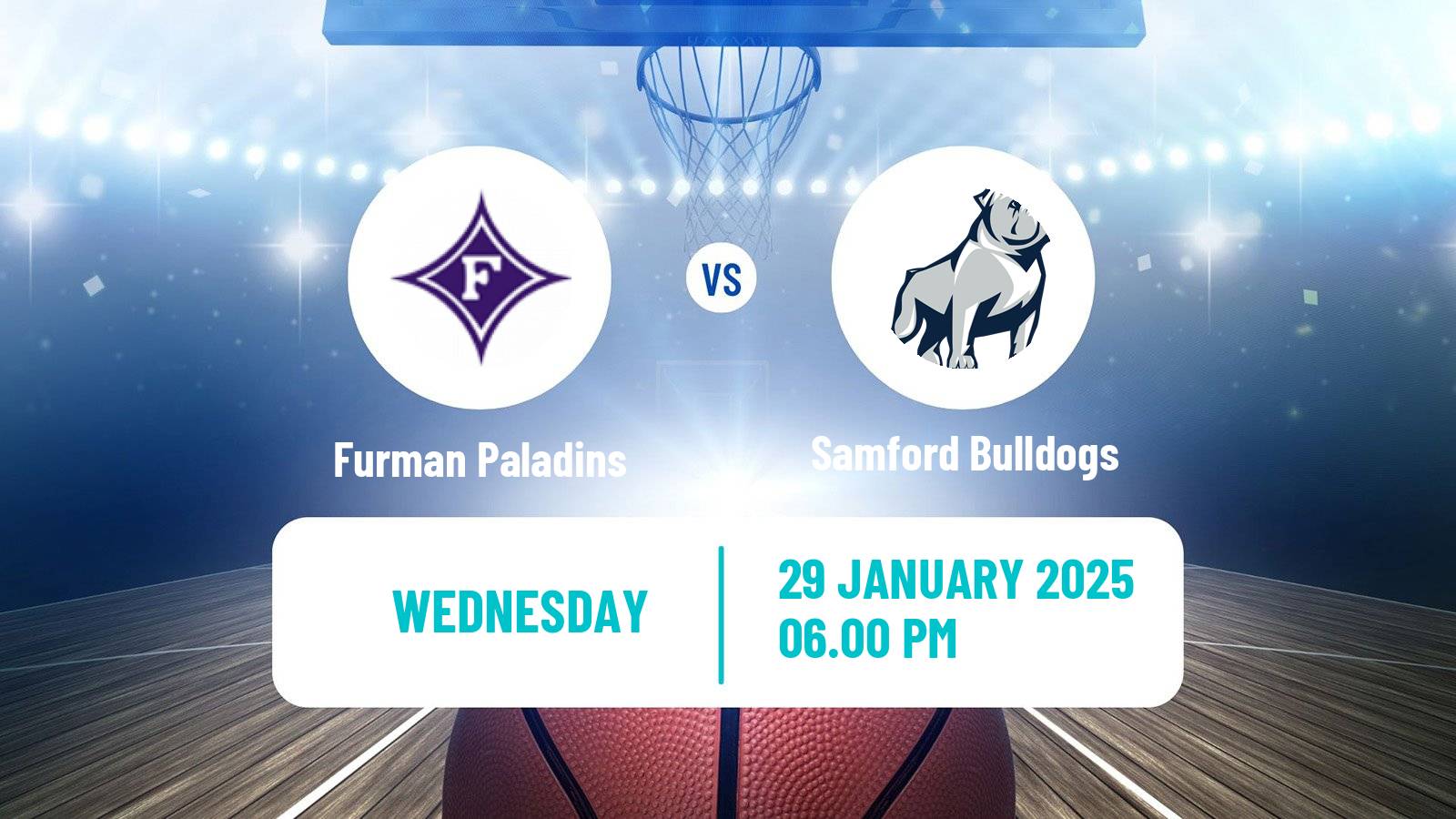 Basketball NCAA College Basketball Furman Paladins - Samford Bulldogs