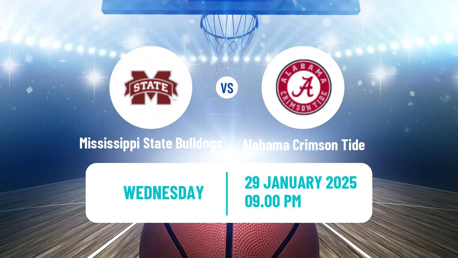 Basketball NCAA College Basketball Mississippi State Bulldogs - Alabama Crimson Tide