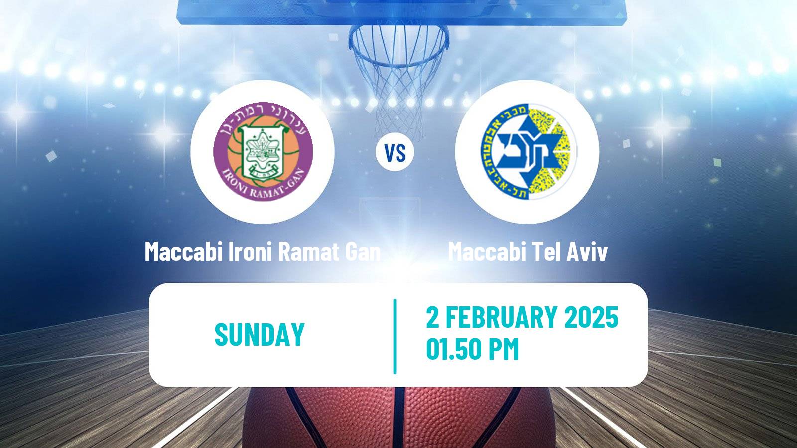 Basketball Israeli Basketball Super League Maccabi Ironi Ramat Gan - Maccabi Tel Aviv