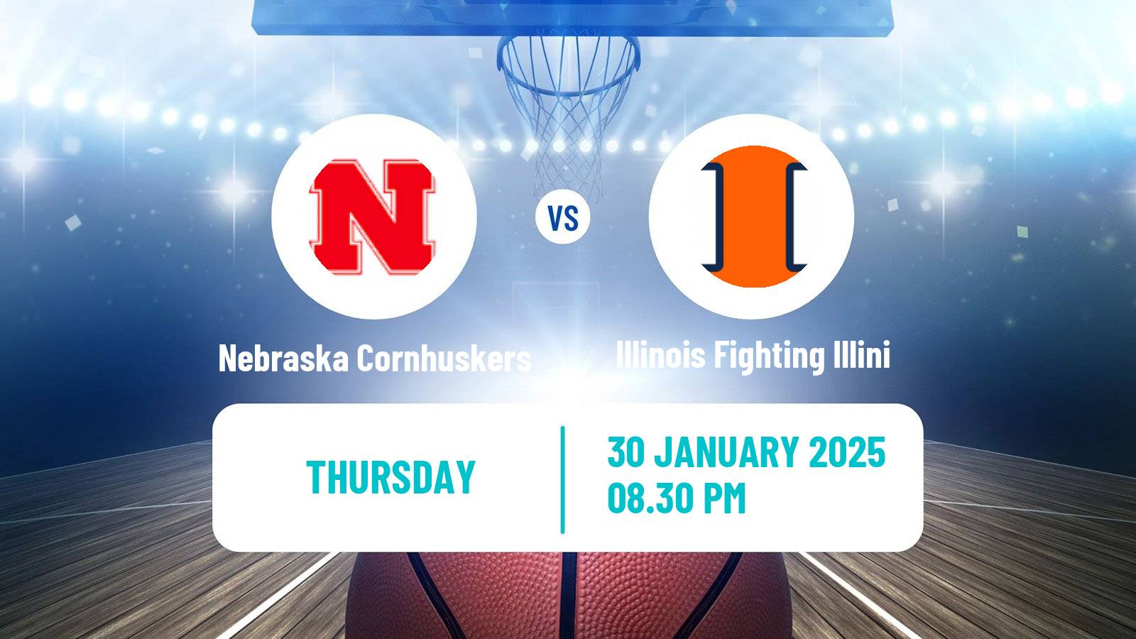 Basketball NCAA College Basketball Nebraska Cornhuskers - Illinois Fighting Illini