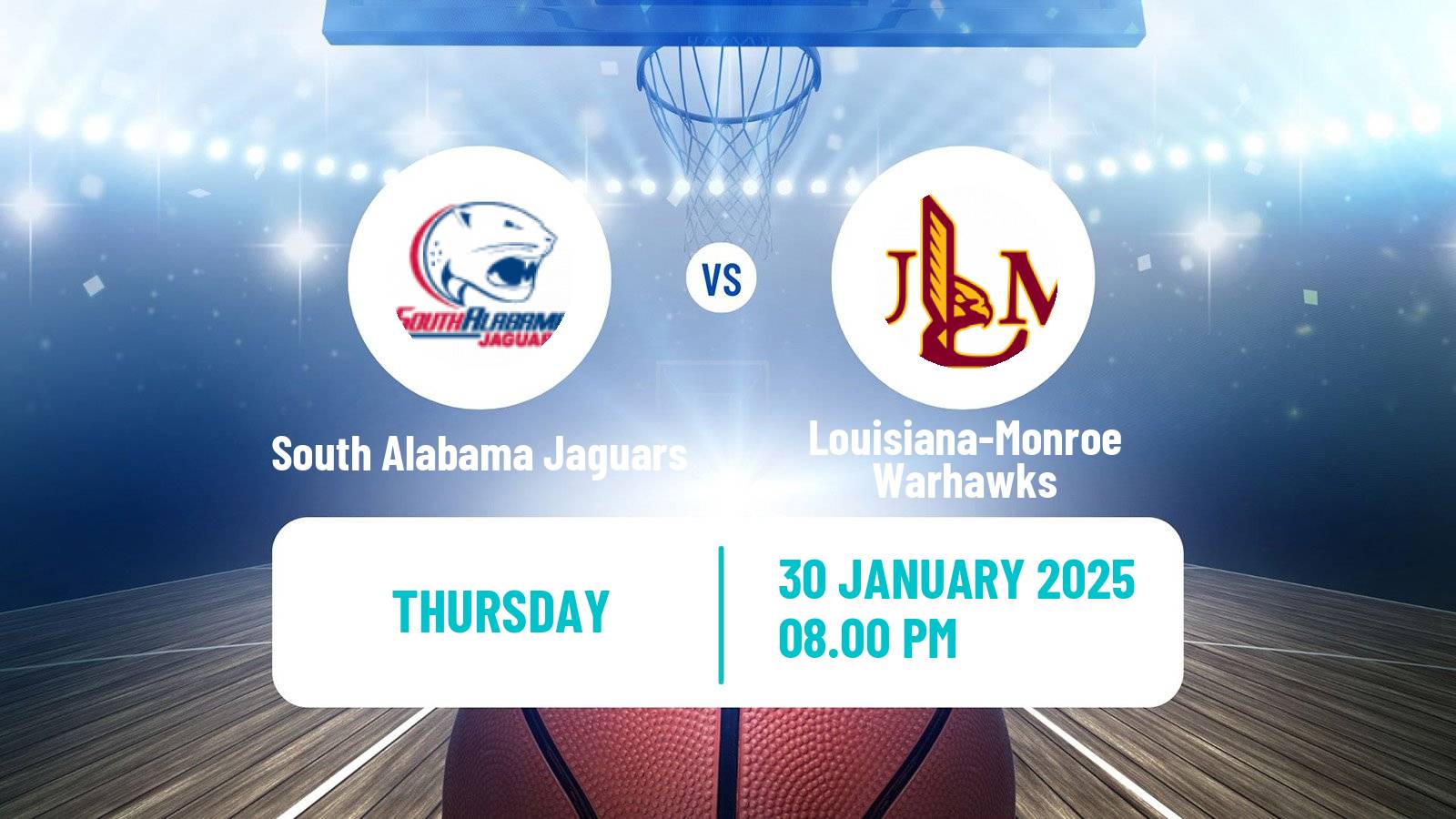 Basketball NCAA College Basketball South Alabama Jaguars - Louisiana-Monroe Warhawks