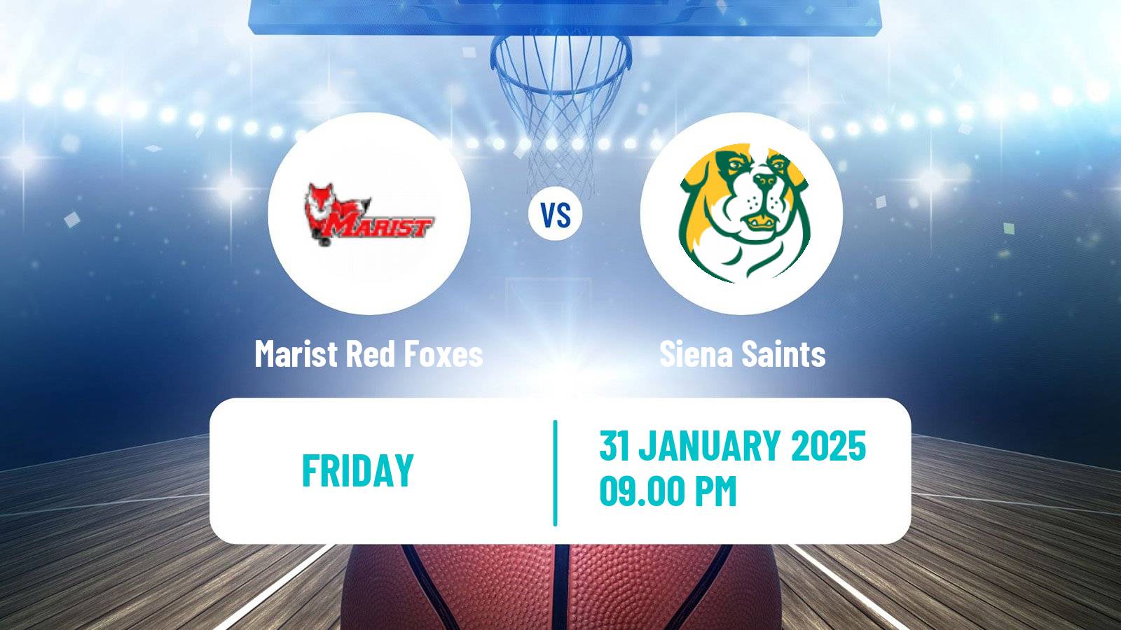 Basketball NCAA College Basketball Marist Red Foxes - Siena Saints