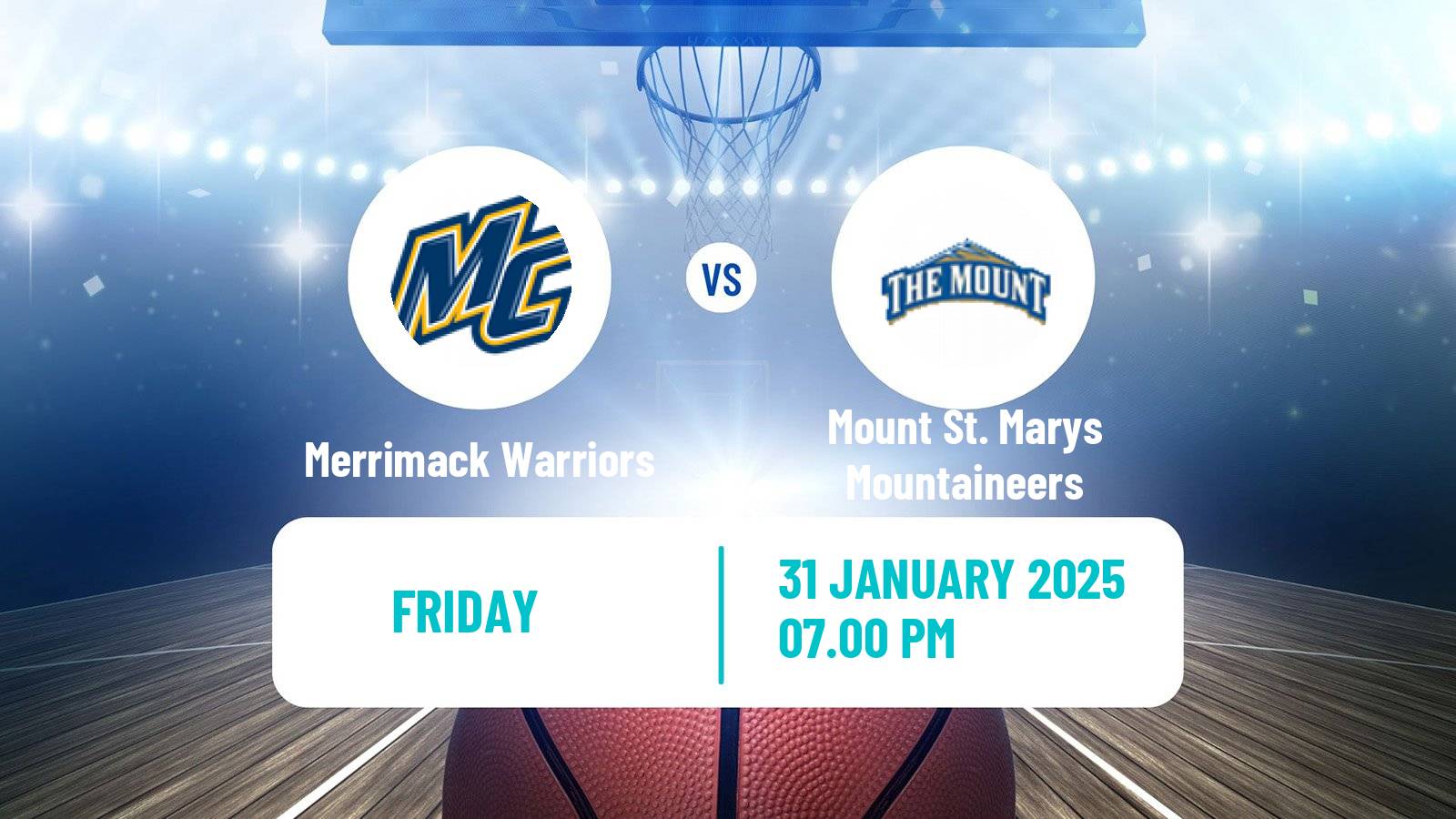 Basketball NCAA College Basketball Merrimack Warriors - Mount St. Marys Mountaineers