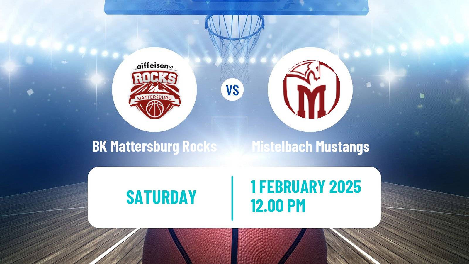 Basketball Austrian Zweite Liga Basketball BK Mattersburg Rocks - Mistelbach Mustangs